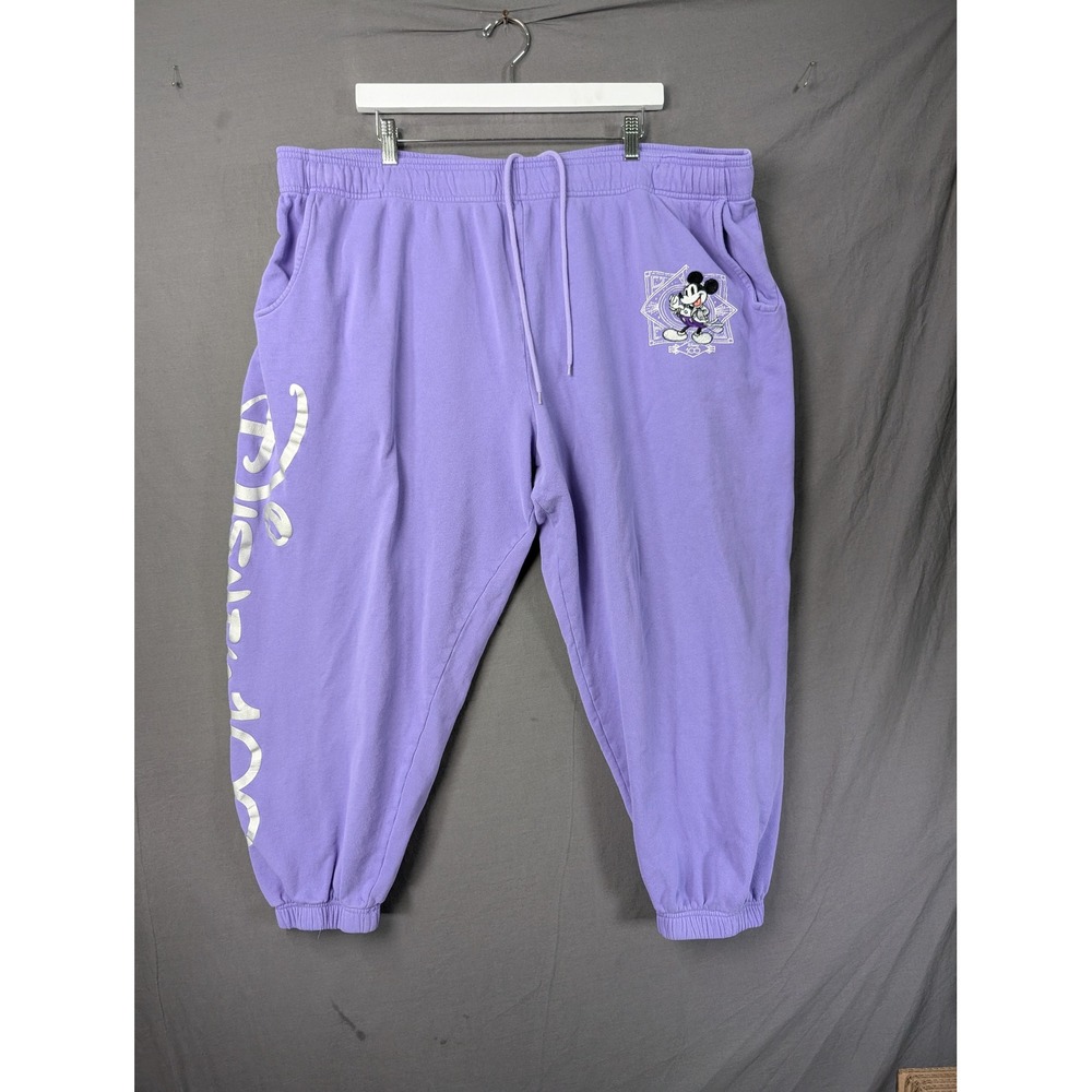 Disney 100 Years of Wonder Mickey Mouse Purple Jogger Sweatpants XXL Plus Size